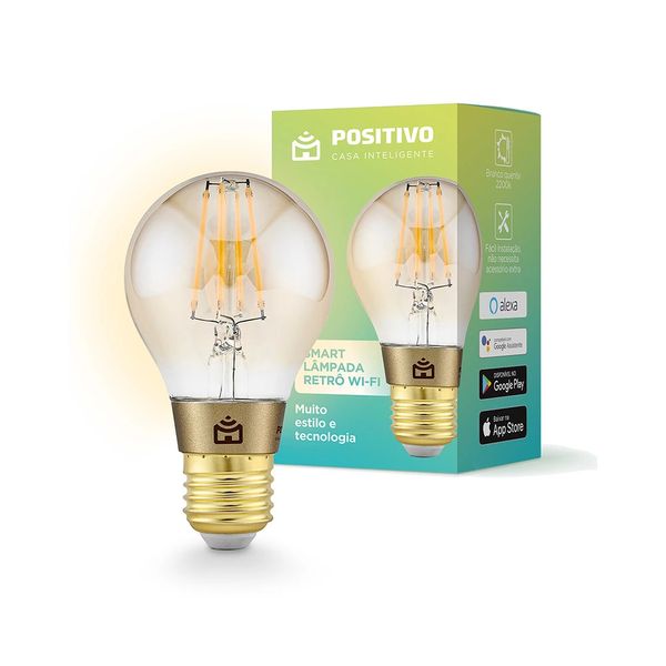 Smart Lâmpada Retrô Positivo Wi-Fi Smart Home Filamento LED 7W Bivolt Smart Lâmpada Retrô Positivo Wi-Fi Smart Home Filamento LED 7W Bivolt