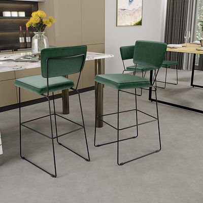 Kit 4 Banquetas Altas Cozinha Sala Jantar Base Em Aço Fixa Allana L02 Facto Verde Musgo - Lyam Decor