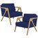Kit 02 Poltronas Decorativas Sala Pietra Estrutura De Madeira L02 Suede Azul Marinho - Lyam Decor
