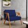 Kit 02 Poltronas Decorativas Sala Pietra Estrutura De Madeira L02 Suede Azul Marinho - Lyam Decor