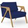 Kit 02 Poltronas Decorativas Sala Pietra Estrutura De Madeira L02 Suede Azul Marinho - Lyam Decor