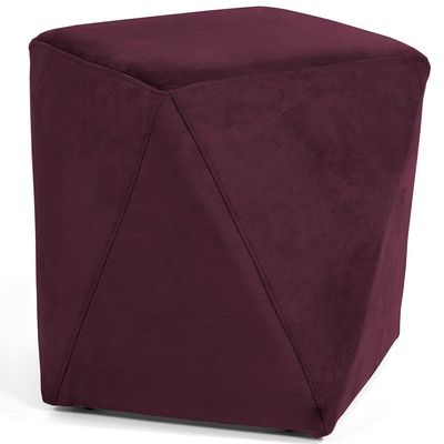 Puff Decorativo Para Sala de Estar Ametista D02 Veludo Marsala C-278 - Lyam Decor