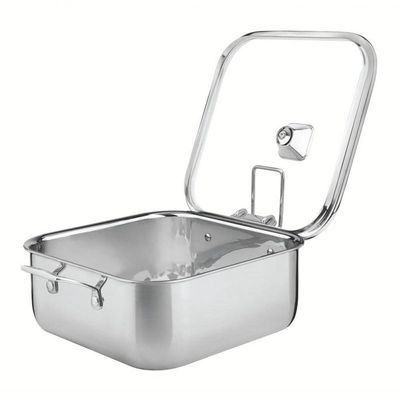 Caçarola Tramontina Grano Quadrada Aço Inox Com Suporte Para Tampa De Vidro 7,3 Litros
