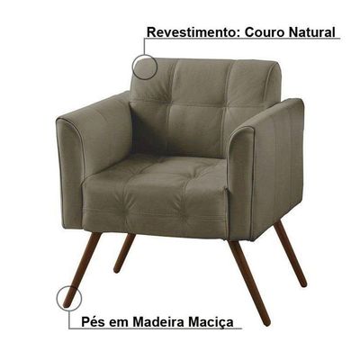 Poltrona Decorativa Bia Couro Fendi