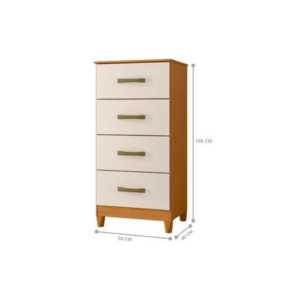 Comoda 4 Gavetas Alasca Cinamomo Off White