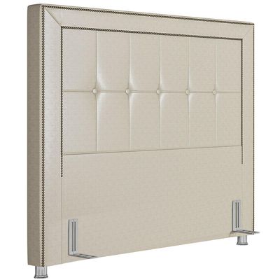 Cabeceira Cama Box Casal Queen 160 cm P05 Atenas Corino Branco - Lyam Decor