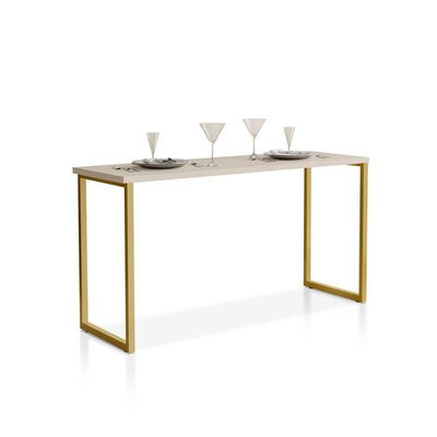 Mesa De Jantar Industrial Para 2 Lugares Klm Móveis Dourado/off White