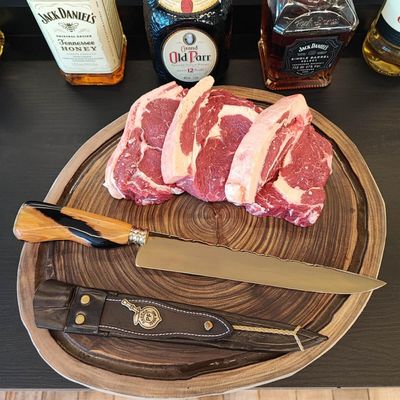 Faca Lâmina Dourada Gold 10' Churrasco Artesanal Aço Inox Gaúcha Cabo Madeira Resina