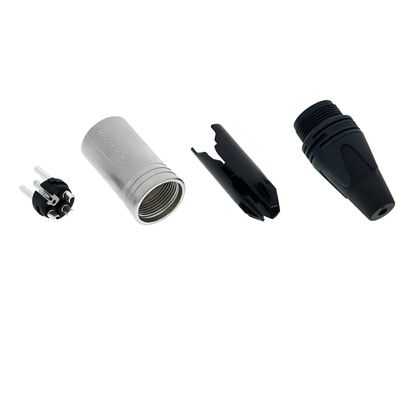 Conector XLR niquelado estéreo masculino NC3Mxx de 3 pinos