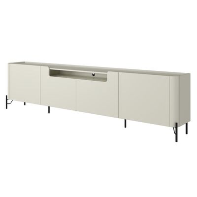 Rack Para Sala de Estar TV 75 Pol 4 Portas Pés Industrial Preto Alef I03 Luna - Lyam Decor
