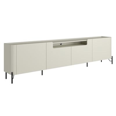 Rack Para Sala de Estar TV 75 Pol 4 Portas Pés Industrial Preto Alef I03 Luna - Lyam Decor