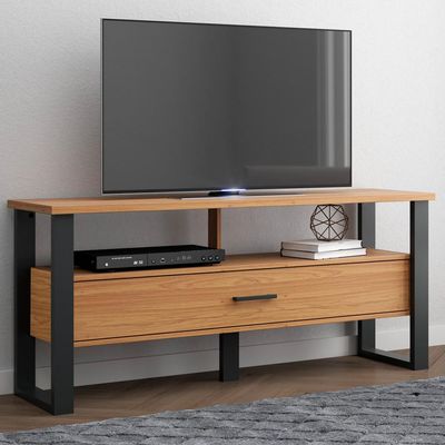 Rack Para Sala de Estar TV 55 Pol 1 Gaveta York D03 Freijó Preto Fosco - Lyam Decor