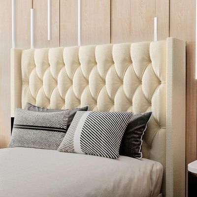Cabeceira Estofada Casal 140 Cm Pérola Linho Creme