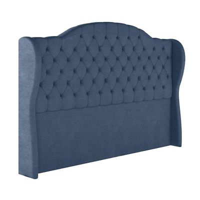 Cabeceira Estofada Casal 140 Cm Cristal Veludo Azul Marinho