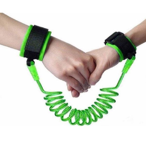 Pulseira Guia Segurança Baby Criança Passeio Parque Rua Anti Perca Velcro Acolchoado Verde