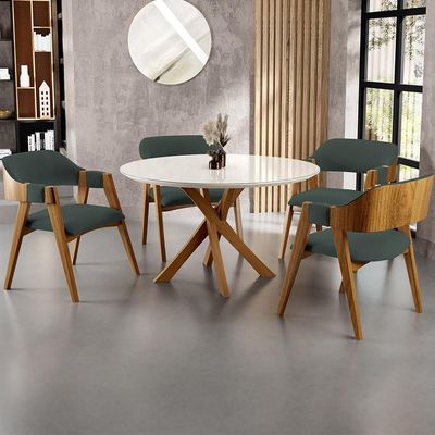 Kit 02 Cadeiras Para Sala de Jantar e Estar Living Estofada Suran L02 Suede Verde Musgo - Lyam