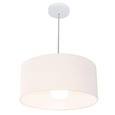 Lustre Pendente Cilíndrico Free Lux Para Mesa De Jantar, Sala, Quarto, Churrasqueira E Balcão. Branca Tam: 50x21cm
