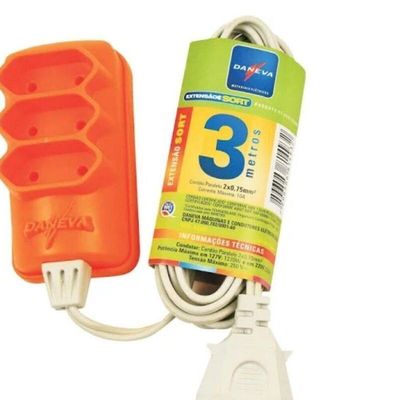 Extensao Tripla Pl 2 X 0,75mm 3 Metros Sort Daneva