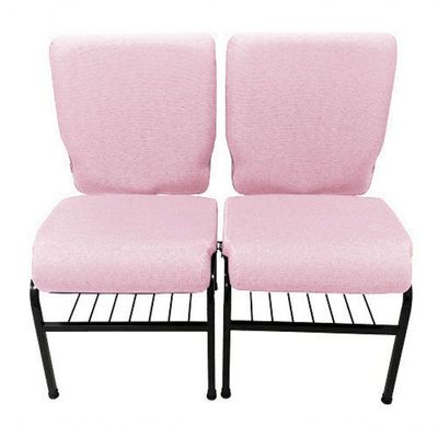 02 Cadeiras Para Igrejas C/ Porta Biblía E Porta Cálice Rosa