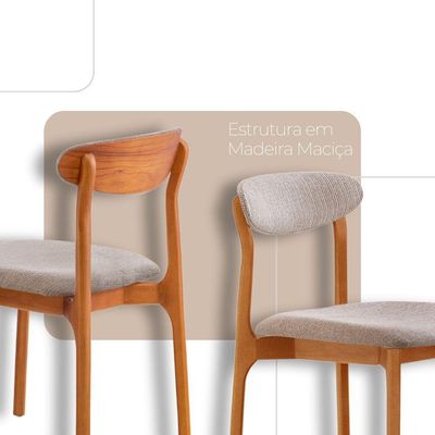 Mesa 135cm Laminado Com 4 Cadeiras Noronha Moderna Brisa Imbuia Naturale