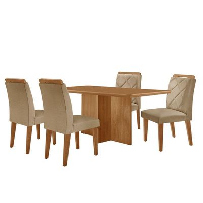 Mesa Olimpia 120 Mdf Canto Copo E Com 4 Cadeiras Melissa Turim 07 Naturalle