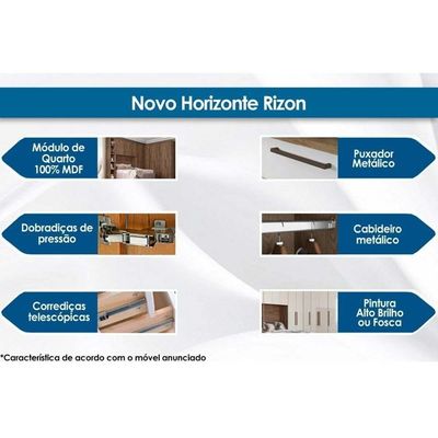 Modulado De Quarto 2 Portas C- Nicho Linea-rizon Neve - Novo Horizonte