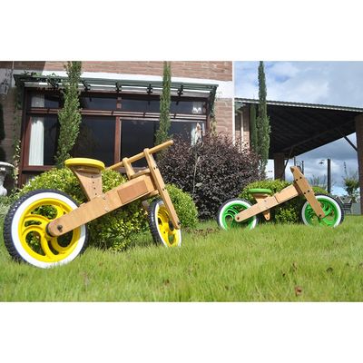 Bicicleta de Equilíbrio sem Pedal de Madeira - Verde - Kits e Gifts