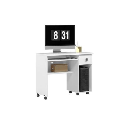 Mesa Para Computador Escrivaninha Office Vicenza Com Gaveta Branco Branco