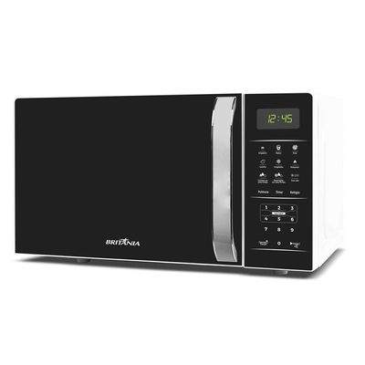 Micro-Ondas BMO23 20L Limpa Fácil 1100W Britânia Branco com Preto / 110V