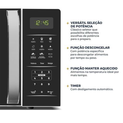 Micro-Ondas BMO23 20L Limpa Fácil 1100W Britânia Branco com Preto / 110V
