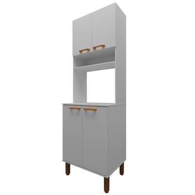 Armário de Cozinha Multiuso Ágata 60cm 4 Portas 1 Nicho 1 Prateleira Bartira Branco