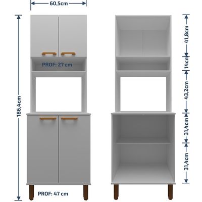 Armário de Cozinha Multiuso Ágata 60cm 4 Portas 1 Nicho 1 Prateleira Bartira Branco