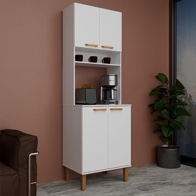 Armário de Cozinha Multiuso Ágata 60cm 4 Portas 1 Nicho 1 Prateleira Bartira Branco