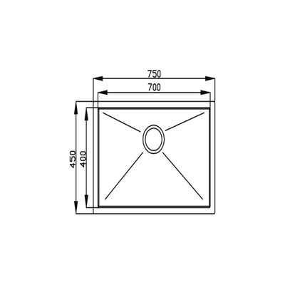 CUBA DEBACCO QUADRATINO DE EMBUTIR EM AÇO INOX 75X45 20.03.70400