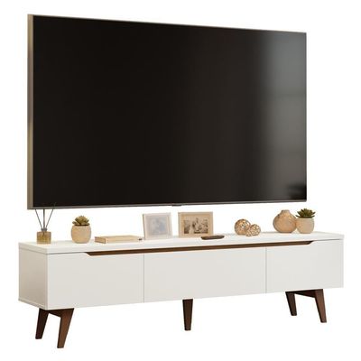Rack Para Tv Até 80 Polegadas 180cm 2 Portas 1 Gaveta Branco-rustic Doha Madesa