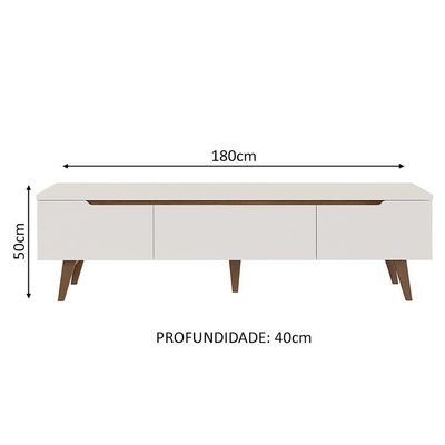 Rack Para Tv Até 80 Polegadas 180cm 2 Portas 1 Gaveta Branco-rustic Doha Madesa