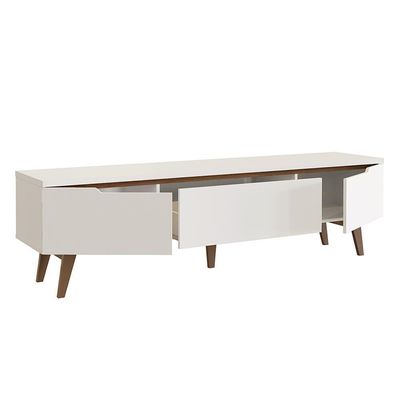 Rack Para Tv Até 80 Polegadas 180cm 2 Portas 1 Gaveta Branco-rustic Doha Madesa