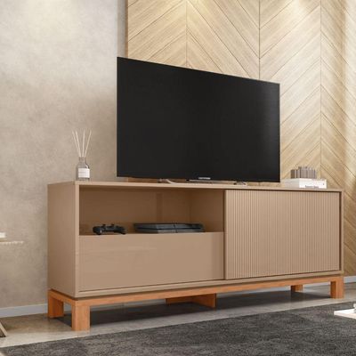 Rack Bancada Para Tv Até 55 Polegadas Mondrian Caemmun Sued/freijo