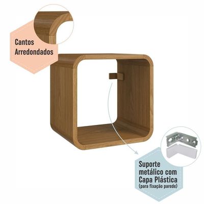 Nicho Prateleira Decorativa Infantil 30x30cm Organizador Para Quarto E Decoração Carvalho Xingu