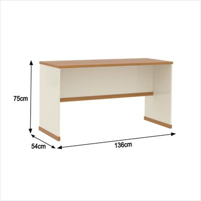 Mesa Para Escritório Com Tampo 25mm Verbena - Off White E Naturale