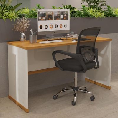 Mesa Para Escritório Com Tampo 25mm Verbena - Off White E Naturale