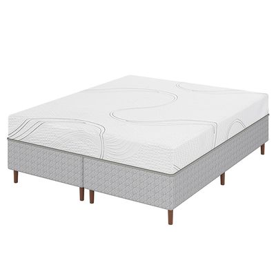 Colchão Viena Queen Size Bartira + Cama Box Queen Bipartida Loreto Umaflex Branco