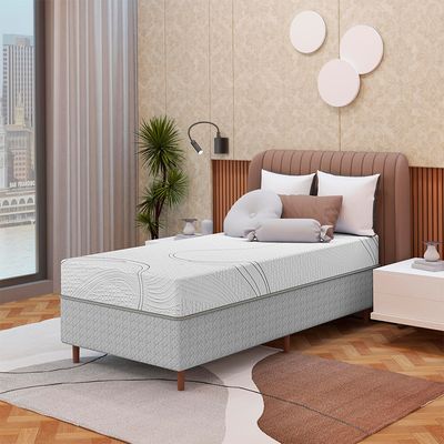 Colchão Viena Solteiro Bartira + Cama Box Solteiro Loreto Umaflex Branco