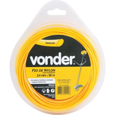 Fio Nylon 2,4mmx50m Redondo Roçadeiras E Aparadores Vonder