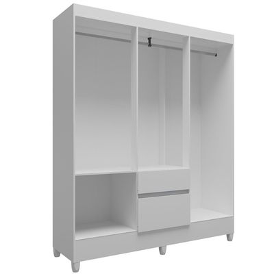 Guarda-Roupa Casal New Brusque 6 Portas 2 Gavetas Pintura UV Bartira Branco