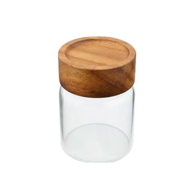 Porta Mantimento em Vidro Borossilicato e Tampa em Madeira Dynasty 200ml Transparente