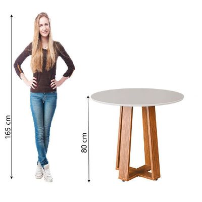 Mesa Sala De Jantar Athenas Redonda 1,03m Madeirado/off White Dobuê Madeirado/off White