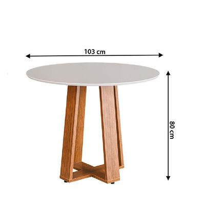 Mesa Sala De Jantar Athenas Redonda 1,03m Madeirado/off White Dobuê Madeirado/off White