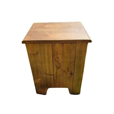 Mesa De Cabeceira De Madeira Rústica Com 2 Gavetas – 35x49x40cm