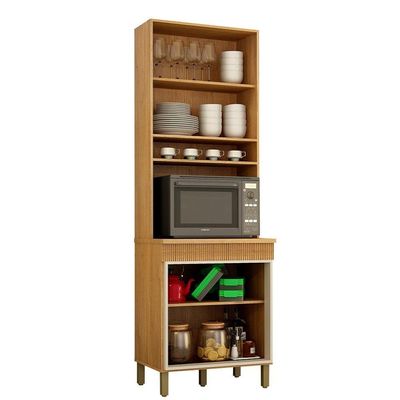 Paneleiro Torre Duplo De Cozinha Madeira 70cm Dakota Valdemóveis Cinamomo E Off White